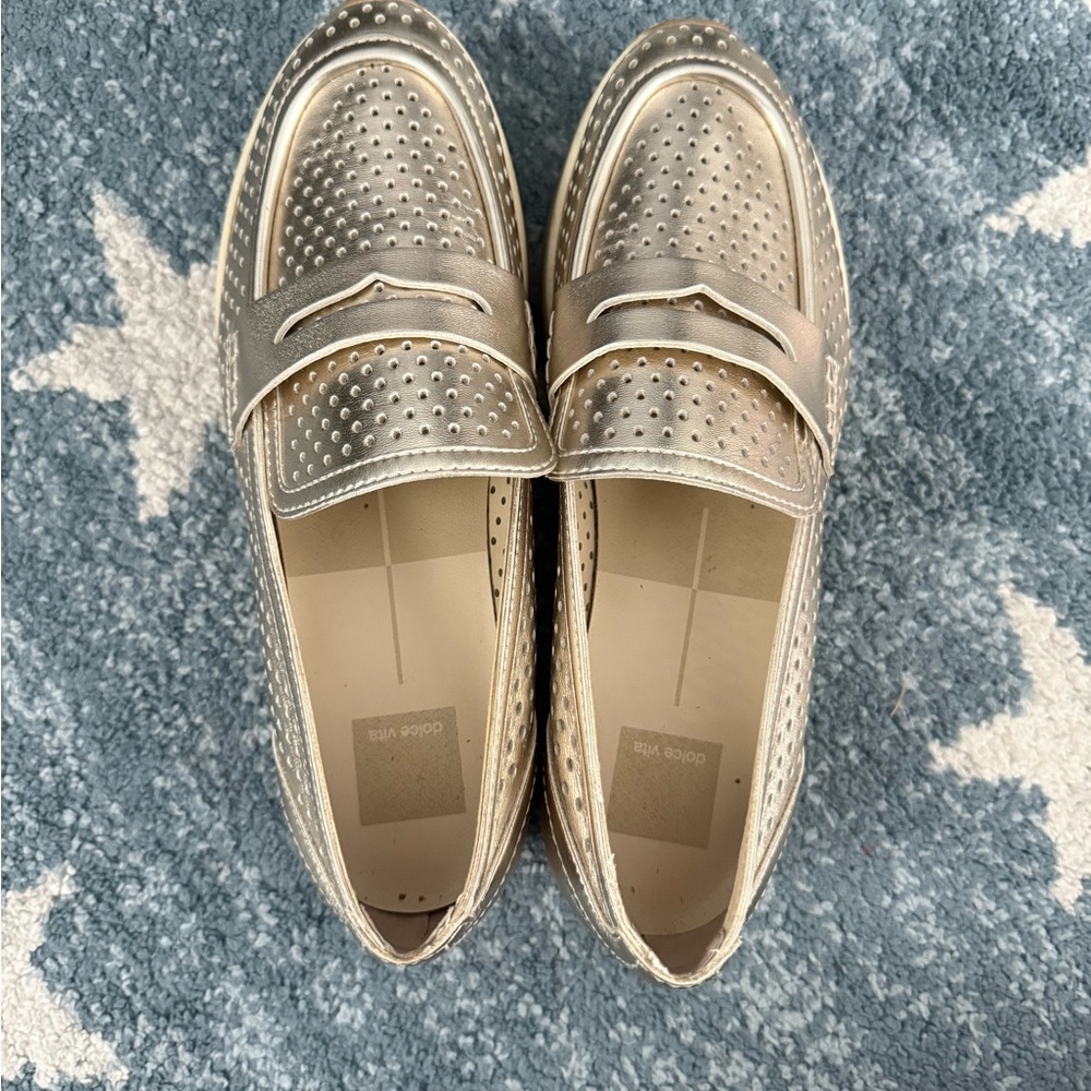 Gold Dolce Vita Platform Loafers